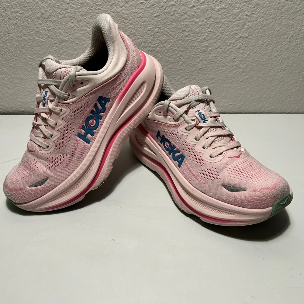 Hoka Bondi 9 Wide Rose Quartz Pink Running Shoes 1162014 RSTP Womens 7D